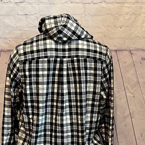 LL Bean Unisex Relaxed Fit Full Zip Flannel Plaid Hooded Jacket Size Medium - Picture 7 of 15